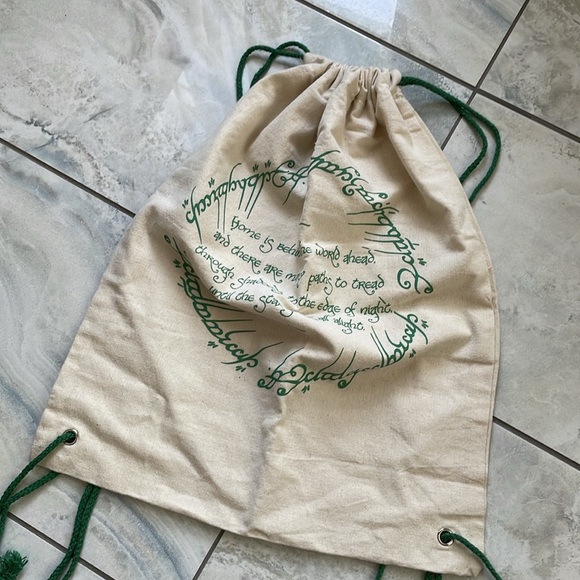 Lord of the Rings LotR hobbit elvish poem drawstring bag backpack bookish - Picture 3 of 5